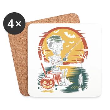 Skelet of an angler at full moon - Coasters (set of 4) - white - Front