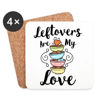 Les restes sont mon amour – dicton culinaire - Dessous de verre (lot de 4) - blanc - Devant