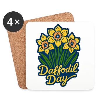 Daffodil Day - Cancer Awareness Tag - Coasters (set of 4) - white - Front