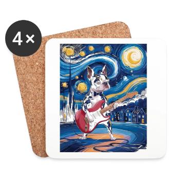Boston Terrier de la nuit étoilée - Dessous de verre (lot de 4) - blanc - Devant