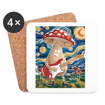 Pilz-Musiker im Traumnacht-Design - Untersetzer (4er-Set) - Weiß - Vorne