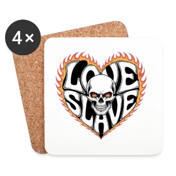 Edgy Heart with Skull Tattoo Design - Coasters (set of 4) - white - Front