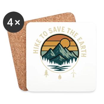 Hiking to Save the Earth Landscape - Coasters (set of 4) - white - Front