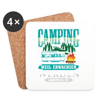 Camper Camping Wohnwagen Spruch - Untersetzer (4er-Set) - Weiß - Vorne
