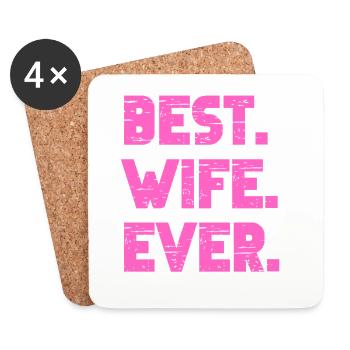 Meilleure épouse jamais mariée couple femme cadeau - Dessous de verre (lot de 4) - blanc - Devant