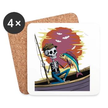 Skeleton angler at sunset dolphinfish mahi - Coasters (set of 4) - white - Front