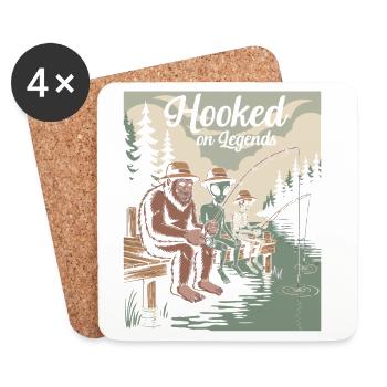 Conception de pêche humoristique avec Bigfoot, extraterrestres, etc. - Dessous de verre (lot de 4) - blanc - Devant