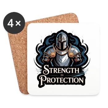Conception du t-shirt Knight Shield Strength - Dessous de verre (lot de 4) - blanc - Devant