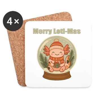 Merry Loti-Mas Axolotl Snow Globe - Coasters (set of 4) - white - Front