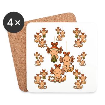 Axolotl Christmas Tree Decoration Sweet - Coasters (set of 4) - white - Front