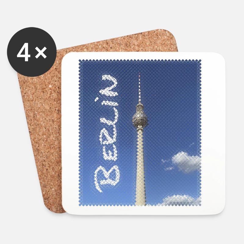 Berlin Fernsehturm Neon Design - Untersetzer (4er-Set) - Weiß