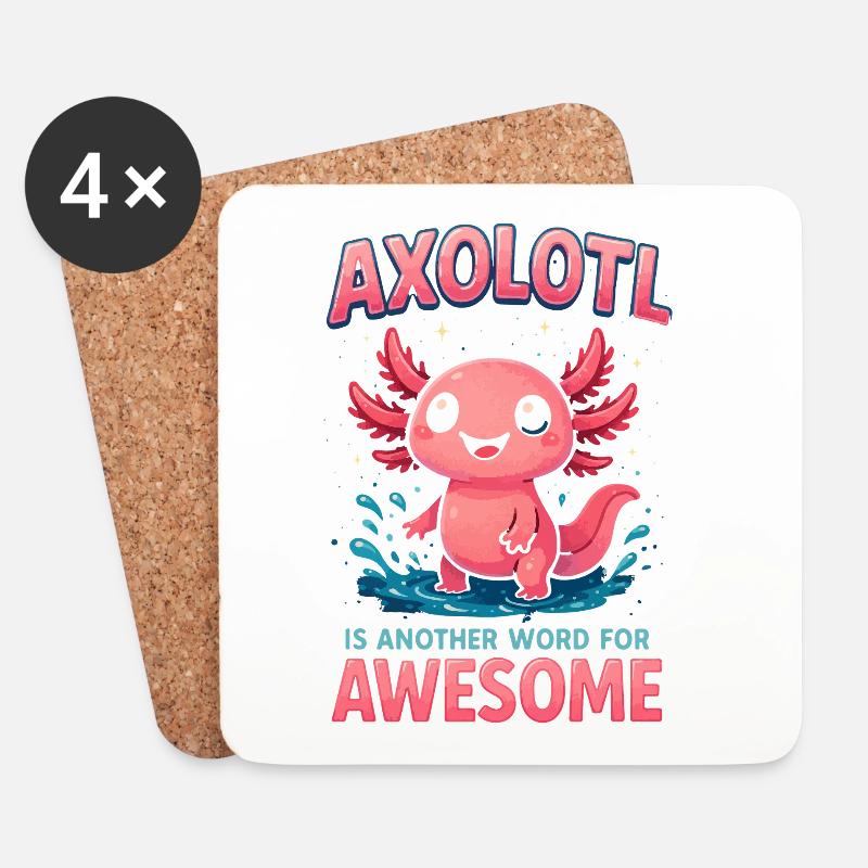 Axolotl - Dessous de verre (lot de 4) - blanc