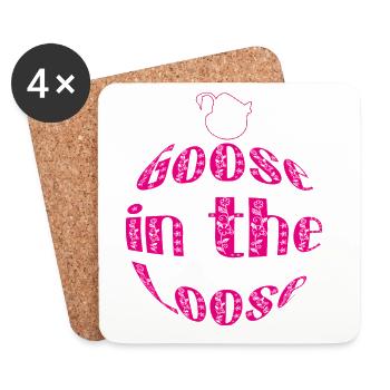 Goose on the Loose – Funny Retro Floral Typography - Dessous de verre (lot de 4) - blanc - Devant