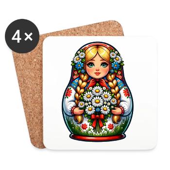  Matroschka auf russisch Matryoshka Doll Russian - Untersetzer (4er-Set) - Weiß - Vorne
