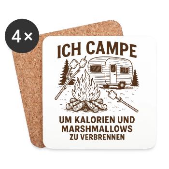 Ich Campe für Kalorien Und Marshmallows - Untersetzer (4er-Set) - Weiß - Vorne