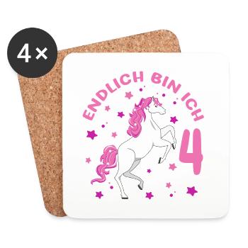 4 years old horse Finally I am 4 girl 4. - Coasters (set of 4) - white - Front