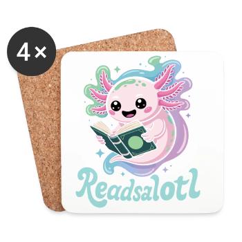 Readsalotl Axolotl Lecture Livres - Dessous de verre (lot de 4) - blanc - Devant