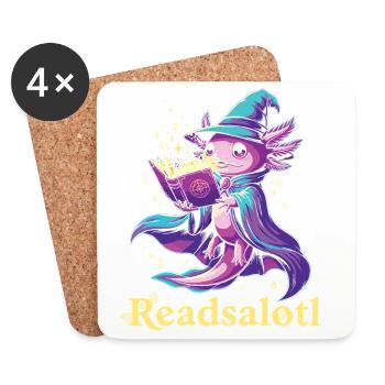 Readsalotl Axolotl Lecture Mage Axolotl - Dessous de verre (lot de 4) - blanc - Devant