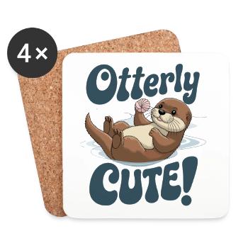 Otterly Süß Niedlicher Otter Mit Muschel - Untersetzer (4er-Set) - Weiß - Vorne