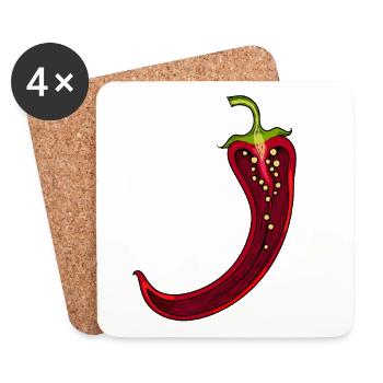 Chili Chili Pepper Costume Hot Pepper - Coasters (set of 4) - white - Front