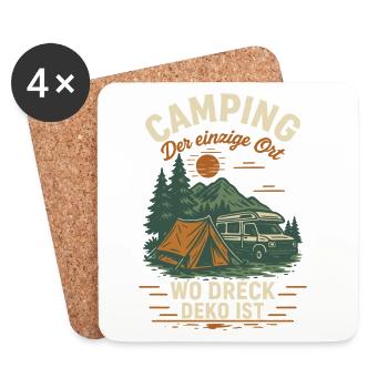 Camping Der Einzige Ort Wo Dreck Deko Ist Camper - Untersetzer (4er-Set) - Weiß - Vorne