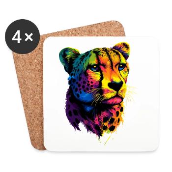 Cheetah Cheetah Big Cat Cat Lover Cheetah - Coasters (set of 4) - white - Front