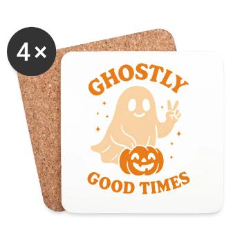 Schauriger Geist mit Kürbis für Halloween - Untersetzer (4er-Set) - Weiß - Vorne
