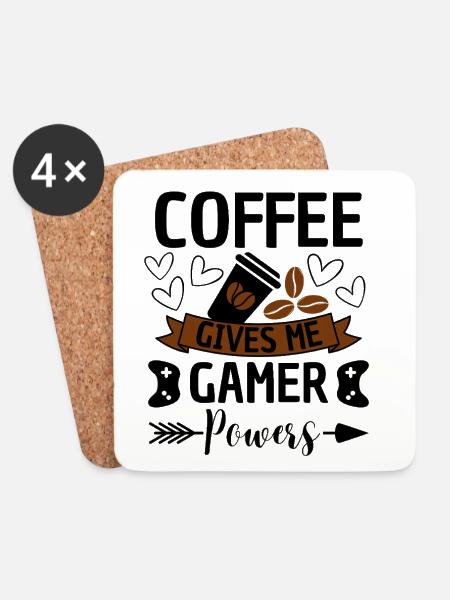 Coffee Gamer Powers Gaming Humor - Untersetzer (4er-Set) - Weiß