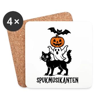Haunted Musicians – Cat, Ghost, Pumpkin and Bat - Coasters (set of 4) - white - Front