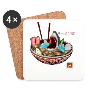 Ramen Bowl Haifisch T-Shirt - Untersetzer (4er-Set) - Weiß - Vorne