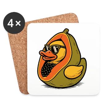 Sommerliche Mix-Design mit Enten-Papaya - Untersetzer (4er-Set) - Weiß - Vorne