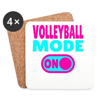 Volleyball Mode ON – Spielfreude pur - Untersetzer (4er-Set) - Weiß - Vorne
