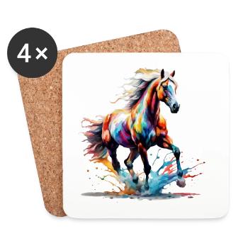 Buntes Haflinger Pferd Kunst Design - Untersetzer (4er-Set) - Weiß - Vorne