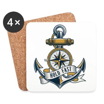 Anker Hold Fast Maritimes Vintage Motiv - Untersetzer (4er-Set) - Weiß - Vorne