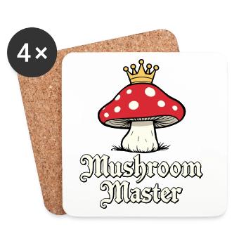 Mushroom Master - Sort de Roi des Champignons - Dessous de verre (lot de 4) - blanc - Devant