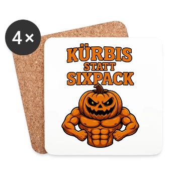 Pumpkin vs Six-Pack Halloween Shirt - Coasters (set of 4) - white - Front