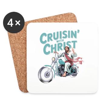  Cruisin' With Christ Motorcycle Christian - Untersetzer (4er-Set) - Weiß - Vorne