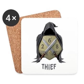 W20 mit Kapuze – Thief Fantasy Dice - Untersetzer (4er-Set) - Weiß - Vorne