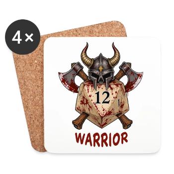 W20 mit Ritterhelm & Äxten – Warrior Dice - Untersetzer (4er-Set) - Weiß - Vorne