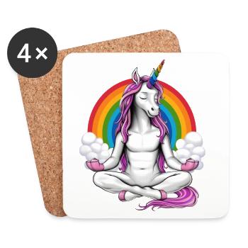 Einhorn-Yoga-Meditation - Untersetzer (4er-Set) - Weiß - Vorne