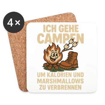 Je vais camper pour des calories et des guimauves - Dessous de verre (lot de 4) - blanc - Devant