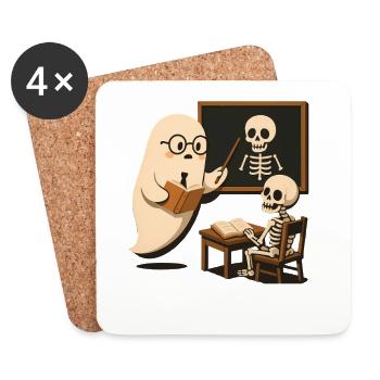 Humorous Skeleton Teacher Illustration - Coasters (set of 4) - white - Front