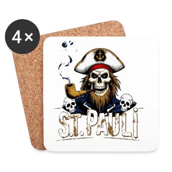 St.Pauli Kiez Hamburg Totenkopf Sankt Pauli - Dessous de verre (lot de 4) - blanc - Devant