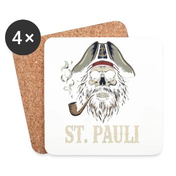 St.Pauli Kiez Hamburg Totenkopf Sankt Pauli - Dessous de verre (lot de 4) - blanc - Devant