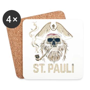 St.Pauli Kiez Hamburg Totenkopf Sankt Pauli - Dessous de verre (lot de 4) - blanc - Devant
