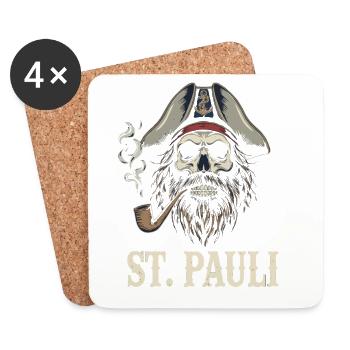 St.Pauli Kiez Hamburg Totenkopf Sankt Pauli - Dessous de verre (lot de 4) - blanc - Devant