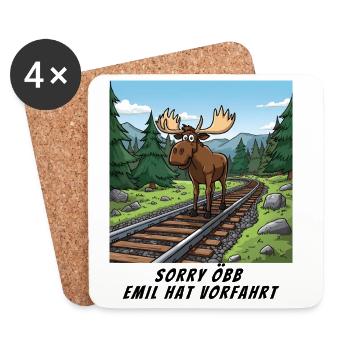 Désolé train - Emil a la priorité ici - Dessous de verre (lot de 4) - blanc - Devant