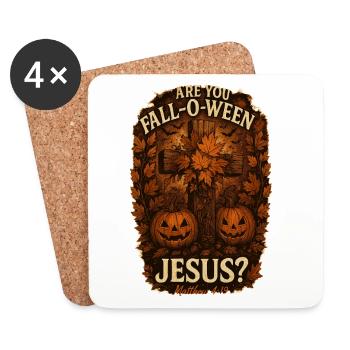 Êtes-vous Fall-O-Ween Jésus Halloween Automne - Dessous de verre (lot de 4) - blanc - Devant