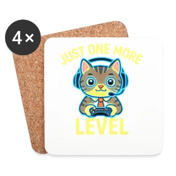 Gamer Cat – Juste un niveau de plus - Dessous de verre (lot de 4) - blanc - Devant