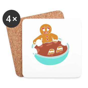 Gingerbread Christmas Coffee Barista Gingerbread Man - Coasters (set of 4) - white - Front